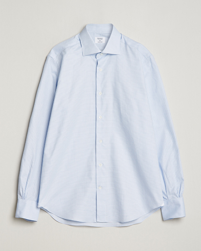 Herren | Freizeithemden | Mazzarelli | Soft Cotton Cut Away Shirt Light Blue