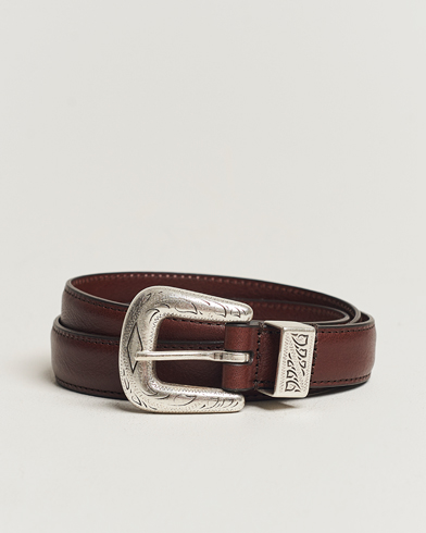 Herren |  | Anderson's | Grained Western Leather Belt 2,5 cm Dark Brown