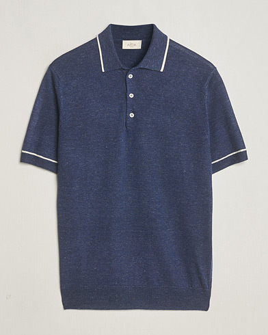 Herren | Kurzarm-Poloshirts | Altea | Linen/Cashmere Contrast Polo Navy