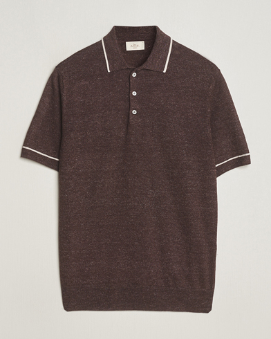 Herren | Kurzarm-Poloshirts | Altea | Linen/Cashmere Contrast Polo Dark Brown
