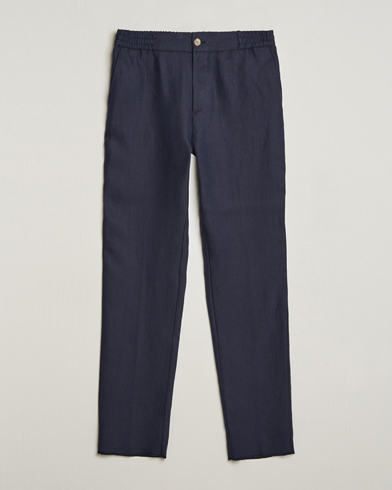 Herren | The Linen Lifestyle | Etro | Linen Drawstring Trousers Navy