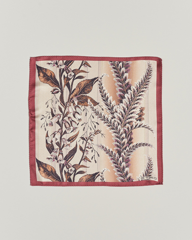 Herren | Etro | Etro | Printed Silk Pocket Square Beige/Burgundy