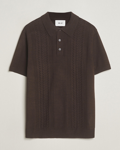 Herren | Kurzarm-Poloshirts | NN07 | Thor Knitted Polo Slate Brown