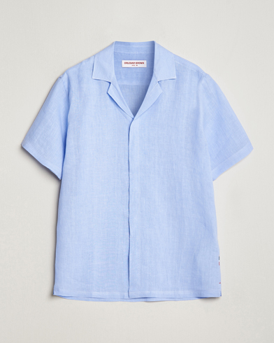 Herren | Leinenhemden | Orlebar Brown | Maitan Short Sleeve Linen Shirt Soft Blue