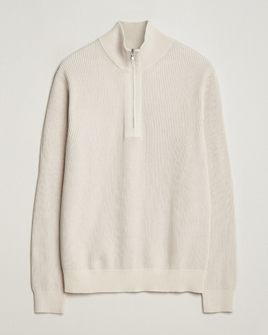 Herren | Half-zip | J.Lindeberg | Alex Half Zip Organic Cotton Sweater Moonbeam