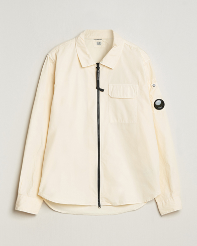Herren | Frühlingsjacken | C.P. Company | Garment Dyed Gabardine Zip Shirt Jacket Ecru