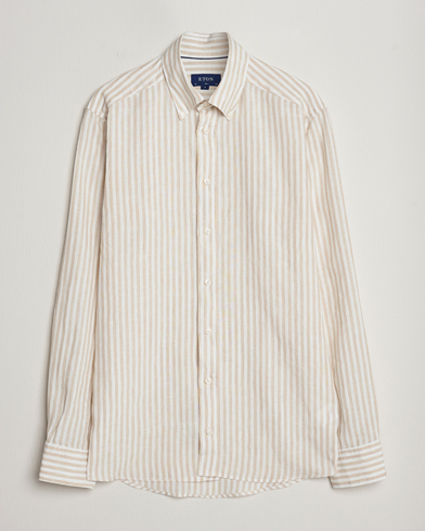 Herren | The Linen Lifestyle | Eton | Slim Fit Striped Linen Shirt Beige/White