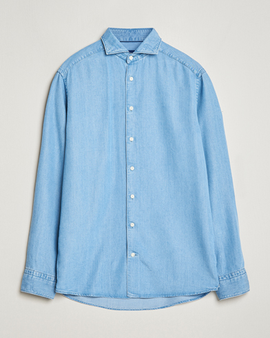 Herren |  | Eton | Slim Fit Denim Tencel Shirt Blue