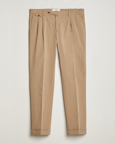 Herren | Chinos | Briglia 1949 | Easy Fit Pleated Cotton Stretch Chino Taupe