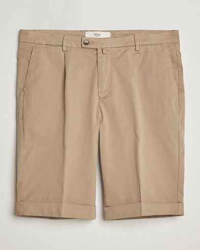 Herren | Chinoshorts | Briglia 1949 | Pleated Cotton Shorts Taupe