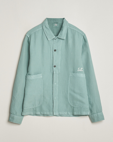 Herren | An overshirt occasion | C.P. Company | Broken Linen/Cotton Overshirt Light Green