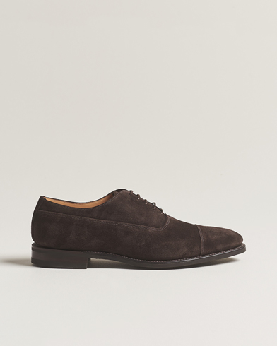 Herren | Handgefertigte Schuhe | Loake 1880 | Truman Suede Oxford Toe Cap Dark Brown