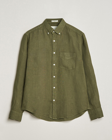 Herren | Leinenhemden | GANT | Regular Fit Garment Dyed Linen Shirt Juniper Green