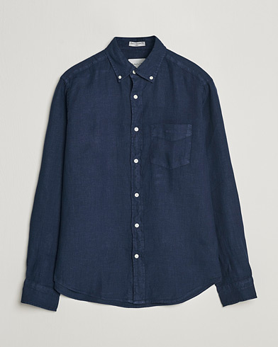 Herren | Leinenhemden | GANT | Regular Fit Garment Dyed Linen Shirt Marine
