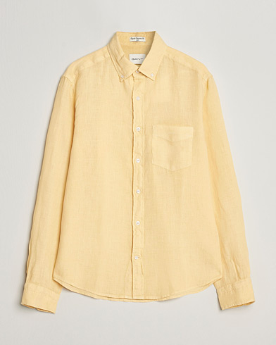 Herren | Leinenhemden | GANT | Regular Fit Garment Dyed Linen Shirt Dusty Yellow