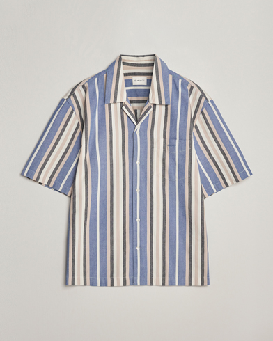 Herren | Preppy Authentic | GANT | Relaxed Fit Wide Stripe Short Sleeve Shirt Rich Blue