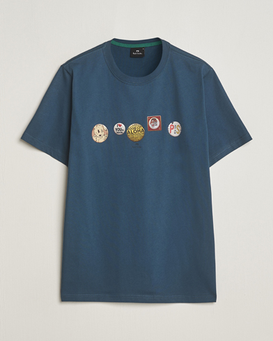 Herren | Paul Smith | PS Paul Smith | Organic Cotton Badges Crew Neck T-Shirt Blue