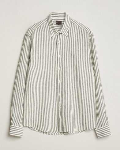 Herren |  | Oscar Jacobson | Regular Fit Dress Stripe Linen Shirt Green