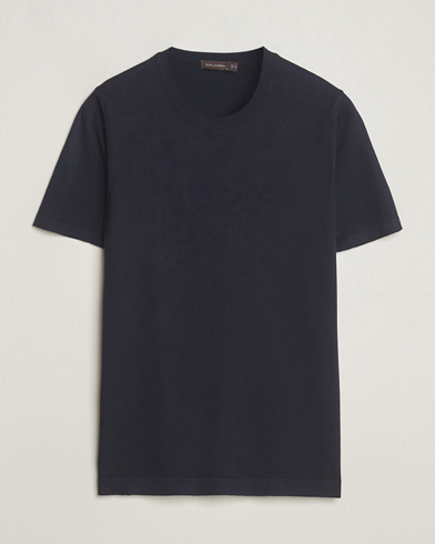 Herren | Oscar Jacobson | Oscar Jacobson | Brian Knitted Cotton T-Shirt Navy