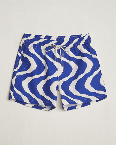 Herren | Badeshorts mit Schnürung | OAS | Printed Swimshorts Blue Rippling