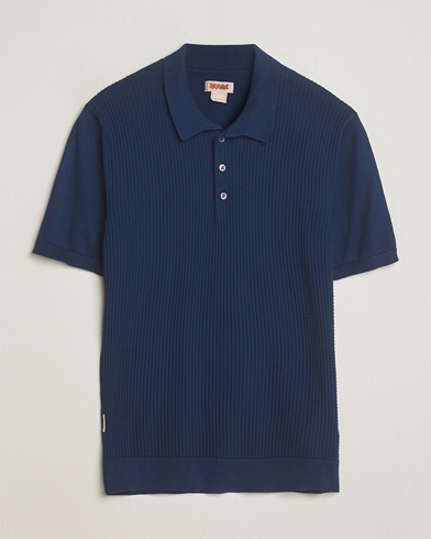 Herren | Kurzarm-Poloshirts | Baracuta | Waffle Knitted Polo Navy