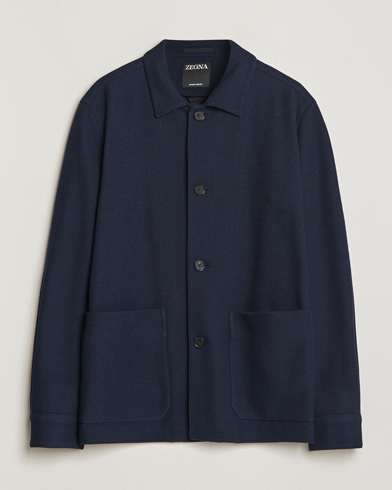 Herren | Strickblazer | Zegna | Wool Chore Jacket Navy