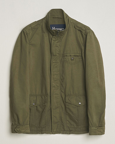 Herren | Neu im Onlineshop | Herno | Washed Cotton/Linen Field Jacket Military