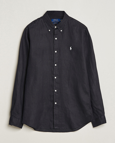 Herren | Leinenhemden | Polo Ralph Lauren | Custom Fit Linen Button Down Polo Black
