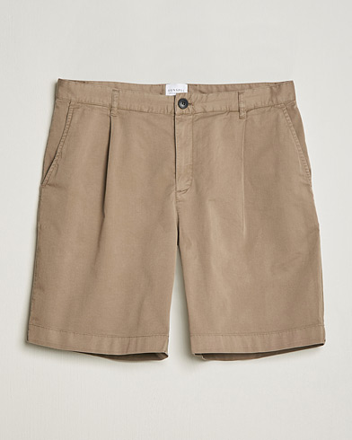 Herren | Chinoshorts | Sunspel | Pleated Stretch Cotton Twill Shorts Dark Stone