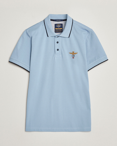 Herren | Kurzarm-Poloshirts | Aeronautica Militare | Garment Dyed Cotton Polo Glacier Blue