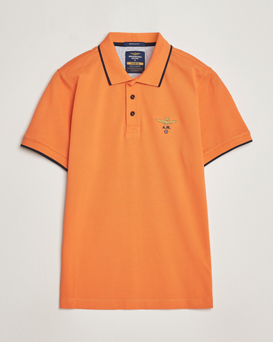 Herren | Kurzarm-Poloshirts | Aeronautica Militare | Garment Dyed Cotton Polo Carrot Orange
