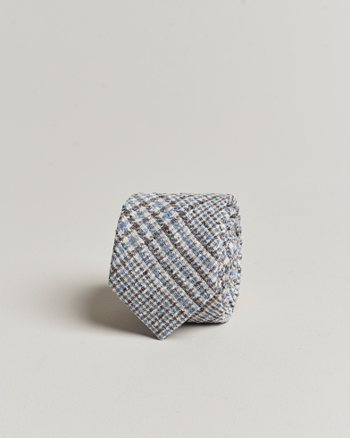 Herren | Krawatten | Amanda Christensen | Linen Structured 8cm Tie White/Blue/Brown