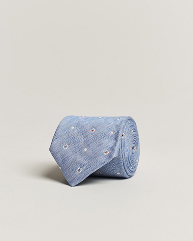 Herren |  | Amanda Christensen | Cotton/Silk/Linen Printed Flower 8cm Tie Blue