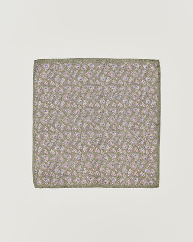 Herren | Einstecktücher | Amanda Christensen | Silk Oxford Printed Paisley Pocket Square Green