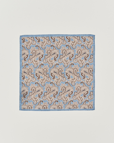 Herren | Einstecktücher | Amanda Christensen | Linen Printed Large Paisley Pocket Square Blue