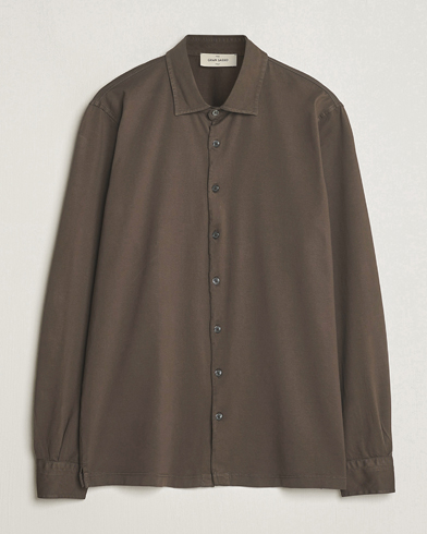Herren | Polohemden | Gran Sasso | Washed Cotton Jersey Shirt Dark Brown