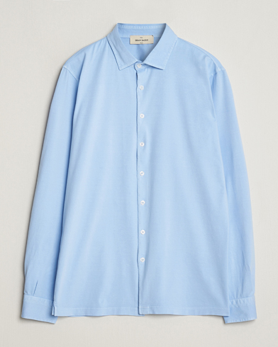 Herren | Polohemden | Gran Sasso | Washed Cotton Jersey Shirt Light Blue