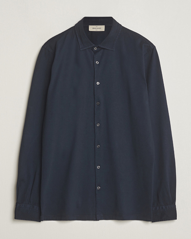 Herren | Polohemden | Gran Sasso | Washed Cotton Jersey Shirt Navy