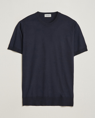 Herren | T-Shirts | John Smedley | Hilcote Wool/Sea Island Cotton T-Shirt Navy