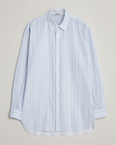 Herren | Japanese Department | Auralee | Hard Twist Light Cotton Shirt Light Blue Stripe