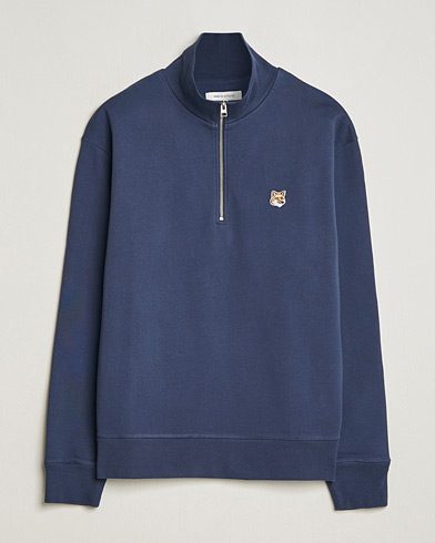 Herren | Half-zip | Maison Kitsuné | Fox Head Half Zip Sweatshirt Ink Blue
