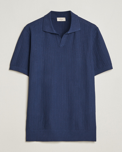 Herren | Kurzarm-Poloshirts | Altea | Knitted Chevron Polo Navy
