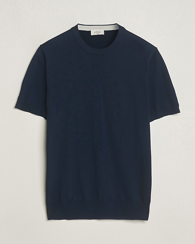 Herren | Kurzarm T-Shirt | Altea | Extrafine Cotton Knit T-Shirt Navy