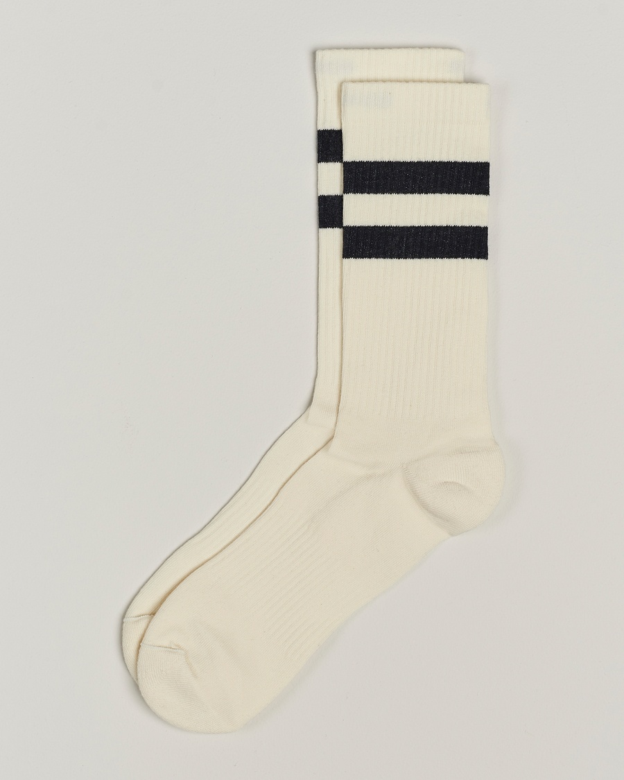 Sweyd Two Stripe Cotton Socks White/Black – Weiß