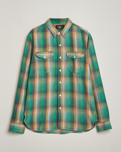 Herren | RRL | RRL | Preston Double Pocket Shirt Green/Yellow