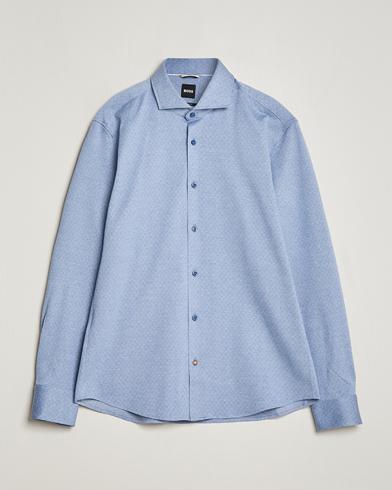 Herren | Polohemden | BOSS BLACK | Hal Cotton Jersey Shirt Open Blue