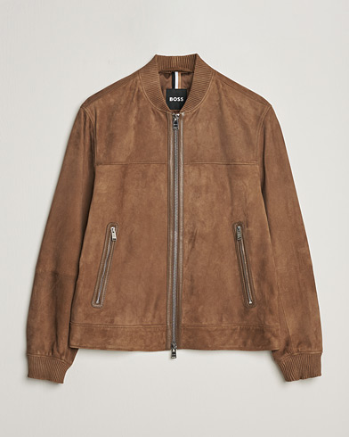 Herren | Lederjacken | BOSS BLACK | Malbano Leather Jacket Open Brown