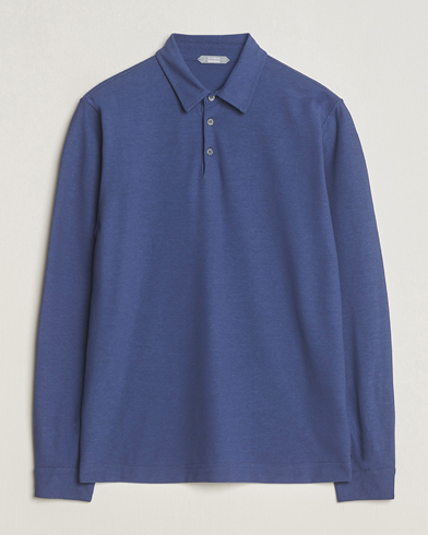 Herren | Langarm-Poloshirts | Zanone | Ice Cotton Long Sleeve Polo Steel Blue