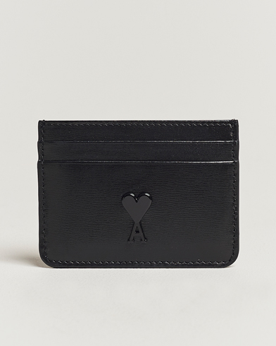 Herren | Contemporary Creators | AMI | Tonal Heart Logo Leather Card Holder Black