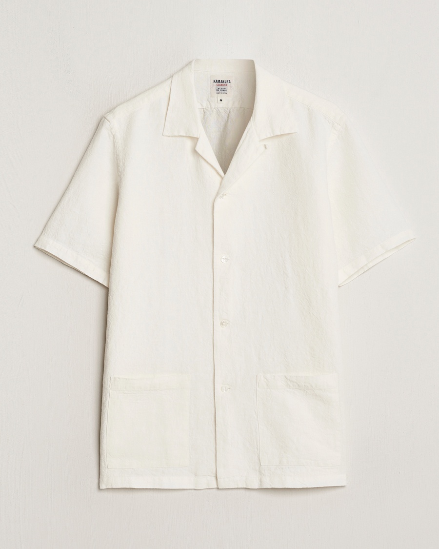 Kamakura Shirts Vintage Ivy Heavy Linen Beach Shirt White – Weiß